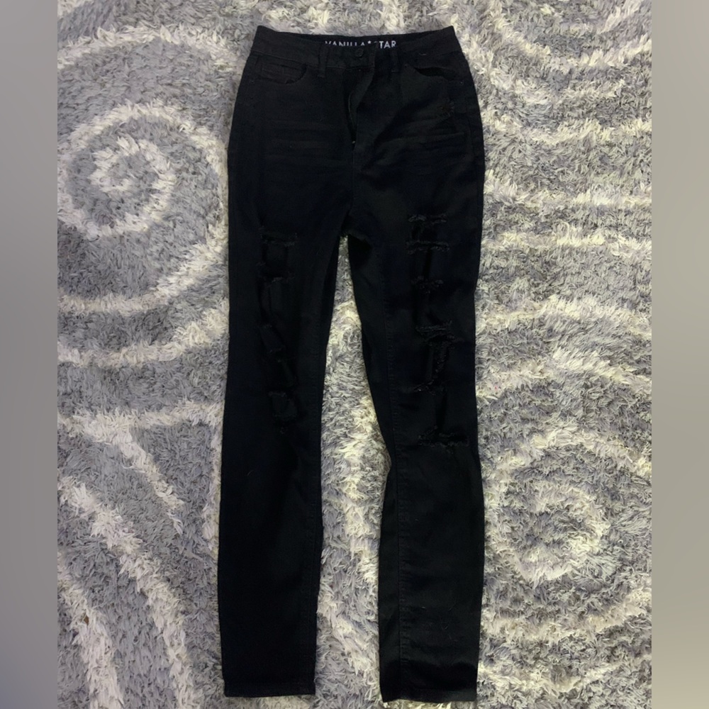 vanilla star real cheeky skinny black ripped jeans